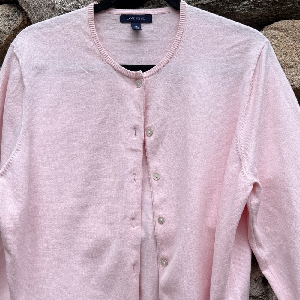 Lands’ End Baby Pink Button Front Cardigan XL 18–20 - Picture 3 of 12